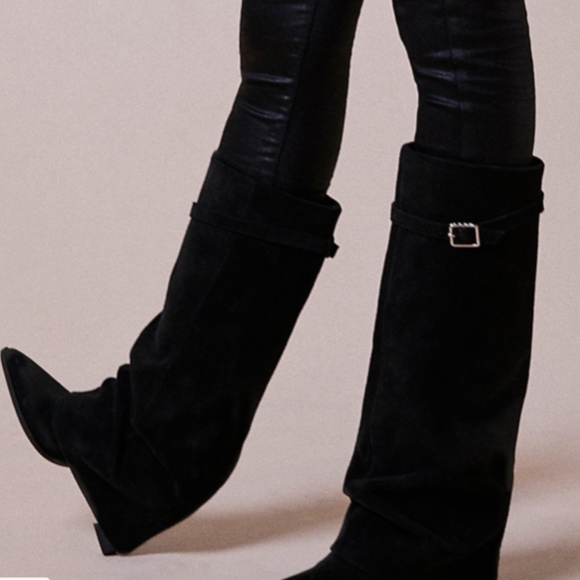 Free People Felicity Black Suede Boots size 7 - Picture 3 of 13